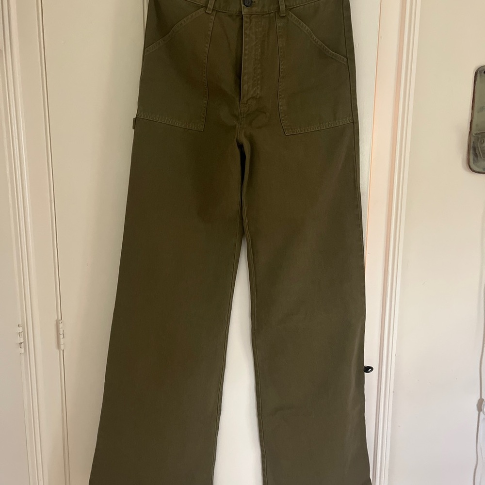 Nili Lotan Olive Green Wide Leg Pants